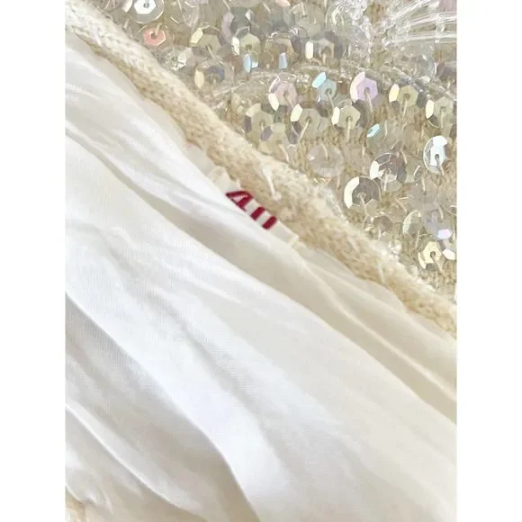 1960's Iridescent Sequined and Beaded Knit Camisole Sweater Top - Zipper Back - Picture 6 of 6